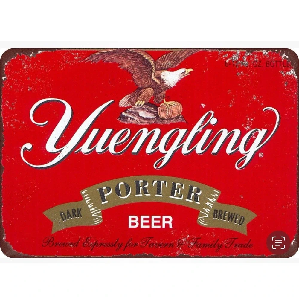 Brand New Yuengling Porter  Beer Tin Sign 8x12 Garage Man Cave Den Bar Red